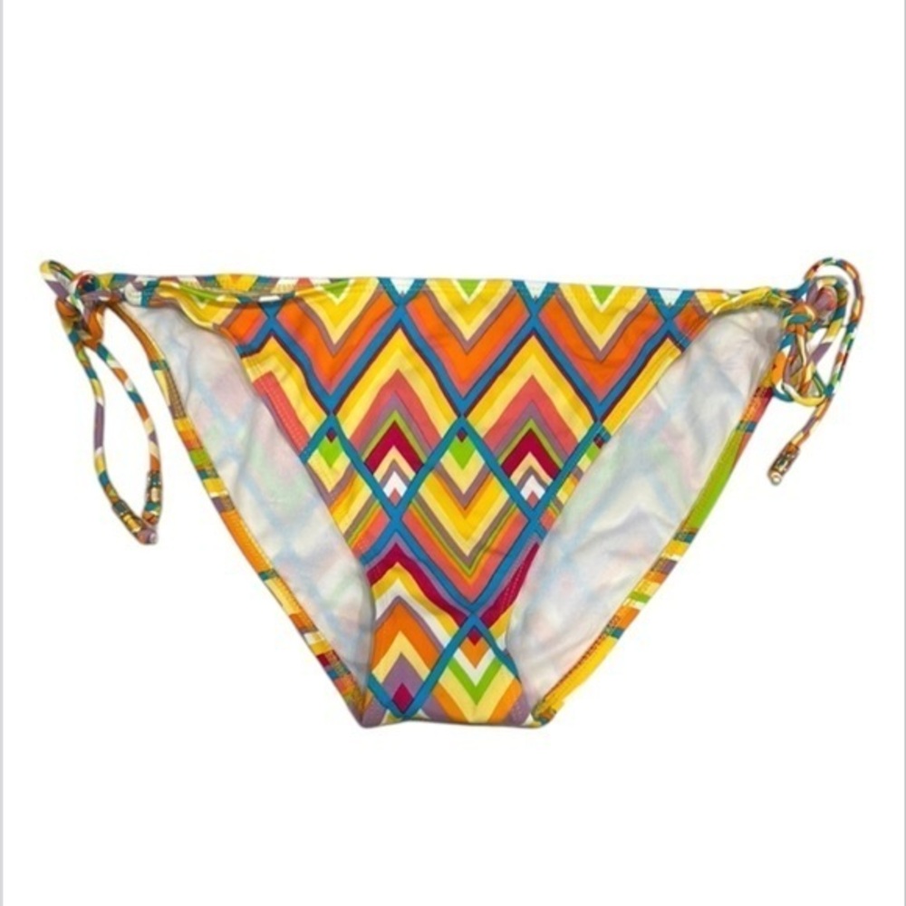 Wet Seal Retro print side tie bikini swim bottoms size XL